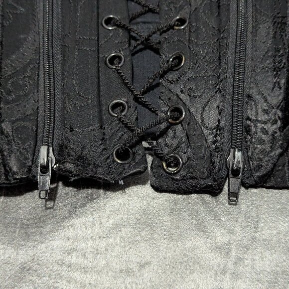 Vintage Lip Service Velvet Cathedral Peplum Bustier Black Medium - Picture 7 of 11